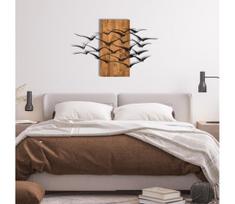 Sienų dekoracija 86x58 cm paukščiai medis/metalas