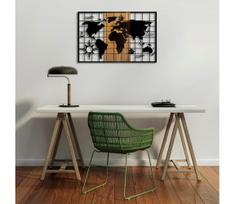 Sienų dekoracija 90x58 cm žemėlapis medis/metalas