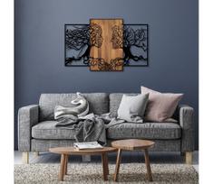 Sienų dekoracija 125x79 cm gyvybės medžiai medis/metalas
