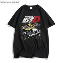 AE86 Japan Anime Initial D marškinėliai Unisex Summer Cool trumpomis rankovėmis marškinėliai Kasdieniai Homme marškinėliai Lenktynių Drift Car Graphic Cotton Tee L