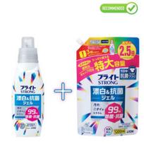 Lion Bright Strong deguonies balinimo gelis, skirtas sunkiai pašalinamoms dėmėms, pasižymintis antibakteriniu poveikiu 510ml + papildymas 1200ml