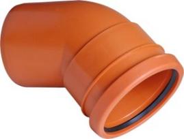 Lauko kanaliz. PVC alkūnė 110/45°