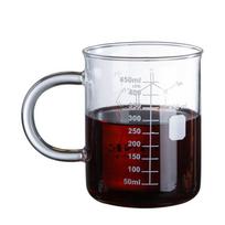 Naujas Caffeine Beaker Mug Graduated menzūrinis puodelis su rankena Borosilikatinio stiklo daugiafunkcinis maisto kokybės matavimo puodelis