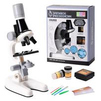 Mikroskopo rinkinys Lab LED 100x400x1200x Namų mokyklos mokomasis žaislas Dovanų Rafinuotas biologinis mikroskopas Vaikams Dovanos Vaikams Žaislai balta