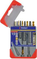 Nulūžusių varžtų ištraukimo rinkinys 10vnt. (M3-M18 varžtams) HSS TiN, Tivoly