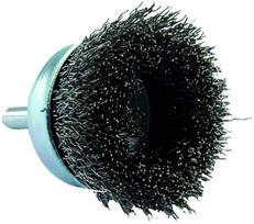 Cup brush for drill, Ø50mm, crimped steel wire 0.35mm, shank 6mm