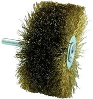 Brass steel wire brush for drill, 80mm, corrugated Ø0.25mm, 6mm shank