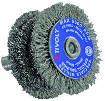 Stepped circular brush for drill, Ø60mm, crimped wire 0.35mm, round shank