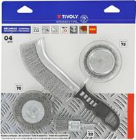 Set of brushes for drill + handbrush, corrugated wire 0.35mm, 1/4 HEX shank