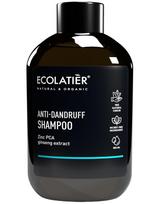 ECOLATIER Vyriškas plaukų šampūnas nuo pleiskanų su ženšenio ekstraktu ir cinko druska, 400 ml