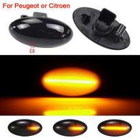 2vnt./komplektas, skirtas Peugeot 307 206 407 107 607 Citroen C1 C2 C3 C5 LED dinaminis posūkio signalas tekantis vandens šoninis žymeklio indikatorius juoda