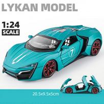 1:24 Scale Lykan Hypersport Alloy sportinio automobilio modelis, Diecasts žaislinis metalinis superautomobilio modelis su imitacinio garso šviesos kolekcija, dovana vaikams 1/24-20.5x9.5x5cm juoda