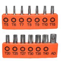 14 vnt. 25 mm Torx atsuktuvo antgalių komplektas su skylute T5-T40 elektrinis atsuktuvo adapteris