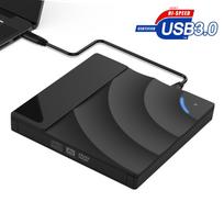 USB 3.0 plonas nešiojamas išorinis CD DVD diskų perrašymo įrenginys, įrašymo įrenginys, didelės spartos duomenų perdavimo USB optinių diskų grotuvas, skirtas asmeniniam nešiojamajam kompiuteriui Apple Windows ir kt 15x15x2cm juoda