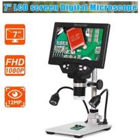 7 colių LCD skaitmeninis USB mikroskopas, 1200x padidinimas 12MP 1080P delninis fotoaparatas, vaizdo įrašymo įrenginys, vaizdas į kompiuterį Without battery(US Plug) sidabras/juoda