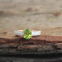 Peridotas cirkonio rožinis paauksuotas žiedas, 100 % 925 sterlingų sidabras, moteriškas papuošalas, gimimo žiedas 5 rožinio aukso spalvos