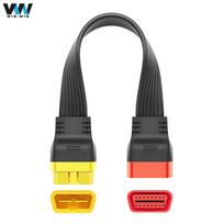 16 kontaktų kištukas ir 16 kontaktų moteriškas OBD OBDII prailginimo kabelis Wotk OBDII benzininio dyzelino diagnostikos įrankis OBD2 plokščias 36 cm 24 awg jungtis