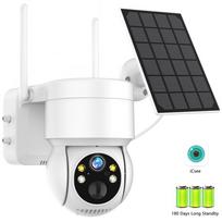 Saulės kamera Lauko WiFi kamera Belaidė 4MP HD Integruota baterija Vaizdo stebėjimo kamera Ilgalaikis budėjimo režimas Camera NO Card balta