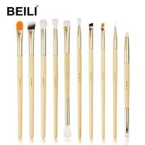 BEILI akių makiažo šepetėlių rinkinys Profesionalus akių šešėlių maišymo antakių akių pieštukas maskavimo šepetėlis Bamboo Vegan Cosmetics Make Up Tool Kit
