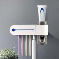 Dantų šepetėlio laikiklis, UV sterilizacija Dantų šepetėlio laikiklis Automatinis dantų pastos dozatorius USB maitinimo šaltinis 5 dantų šepetėliams white