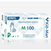 Vinilinės baltos pirštinės Kid-Man M 100 vnt