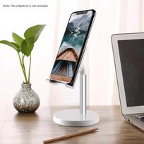 Pakeliamas aliuminio lydinio telefono stovas stalui / lovai, suderinamas su mažesniu mobiliuoju telefonu ir planšetiniu kompiuteriu Standard Silver