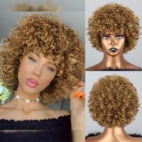 MISS PERUKAS Moteriškas šviesiaplaukis trumpas vingiuotas garbanotas perukas Afro sintetinis pluoštas natūralus trumpas garbanotas perukas Cosplay kasdienis dėvėjimas 25cm