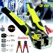 3 viename daugiafunkcinis automatinis kabelių laidų nuėmiklis, užspaudimo replės, gnybtų įrankis Drillpro profesionalus laido gnybtuvas Cable Wire Stripper oranžinė