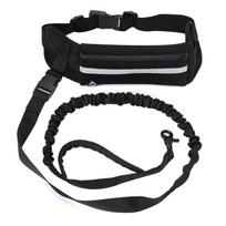 Reguliuojamas juosmens diržas Laisvų rankų pavadėlis šuniui bėgimo treniruotėms vaikščioti naminių gyvūnėlių pavadėlis Fanny Pack juoda
