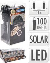 Lauko girlianda, įkraunama saulės energija, 100 LED, šiltai baltos sp., 10+2 m