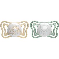 Chicco Physio Light Physio Forma Night čiulptukas 2-6 m Gold/Green 2 vnt.
