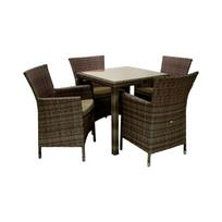 Lauko baldų komplektas WICKER DARK BROWN 4+1 su stačiakampiu stalu