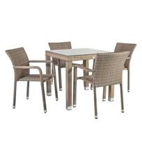 Lauko baldų komplektas WICKER 4+1 su stačiakampiu stalu