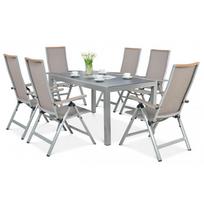 Lauko valgomojo baldai BRISBANE TAUPE 6/250 su prailginamu stalu