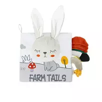 Lavinamoji sensorinė medžiaginė knygelė kūdikiams Farm Tails su kiškeliu