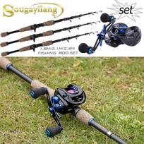Meškerės ritės su 4 sekcijų anglies liejimo meškerėmis, 9+1BB meškerykočiais 1.8M Rod&Reel Left Hand