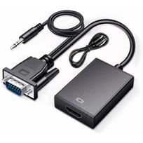 VGA į HDMI adapterio keitiklis su 3,5 mm garso lizdu Full HD 1080P monitoriui prijungti prie kompiuterio nešiojamojo kompiuterio stalinio kompiuterio HDTV projektorius DVD juoda