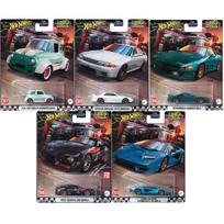 Hot Wheels Premium Boulevard Series Modeliukų rinkinys (979V) (21 Toyota GR Supra,Fiat 500 D Modificado,Mitsubishi 3000GT,Skyline GT-R BNR32,Lamborghini Countach)