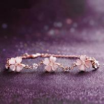 Keturių lapų dobilų apyrankė Rožinis cirkonis Sweet Girl Jewelry 16+3cm rožinė