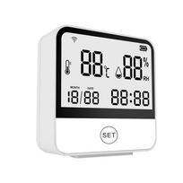 „WiFi“ temperatūros drėgmės monitorius Išmanusis temperatūros ir drėgmės jutiklio matuoklis su skaitmeniniu LCD ekranu balta