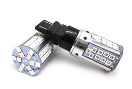 2 vnt LED lemputė 3157 P27/7W 12-24V CANBUS oranžinė-raudona, dviejų spalvų JAV, visureigis