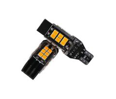 2 vnt. LED lemputės T15 W16W 12V-24V 19W CANBUS oranžinės, labai stiprios, skirtos visureigiams