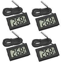 Mini skaitmeninis LCD termometras su temperatūros jutikliu, skirtas šaldytuvo akvariumo šaldikliui (4x juoda)
