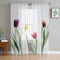 Spalvotos abstrakčios gėlių tiulio užuolaidos, skirtos svetainei virtuvėje, skaidrios galios užuolaidos miegamojo langų plokštės 135W x 114H(cm)
