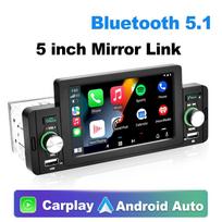 Automobilio radijas 1 Din Universal CarPlay Android Auto Multimedia Player Bluetooth MirrorLink FM imtuvas