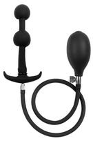Rimba Latex Play Inflatable Anal Plug with Double Balloon and Pump 9172 Black