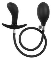 Rimba Latex Play Inflatable Curved Anal Plug with Pump Black