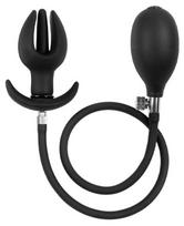 Rimba Latex Play Inflatable Anal Tulip-Shaped Plug with Pump Black