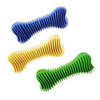 Žaislas šuniui - Guminis kvepiantis kaulas dantų priežiūrai, 14 cm, Dent-a-Chew Ribbed Bone Medium