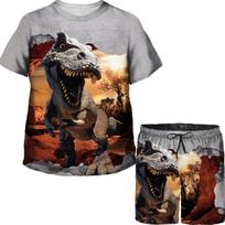 Juokingi vaikų kreidos laikotarpio T Rex dinozaurų raštai 3D spausdintų marškinėlių rinkinys trumpomis rankovėmis marškinėliai / kostiumai gyvūnams, kasdieniai High Street drabužiai 100